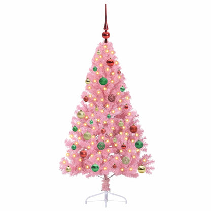 Artificial Pre-lit Christmas Tree with 150 LEDs Pink 150 cm PVC