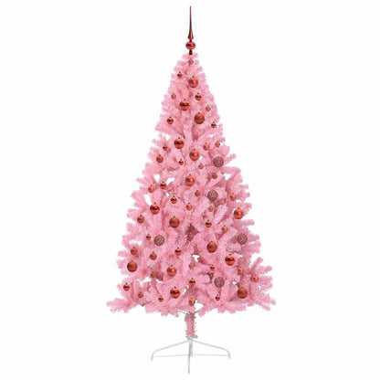 Artificial Pre-lit Christmas Tree Pink 180 cm PVC