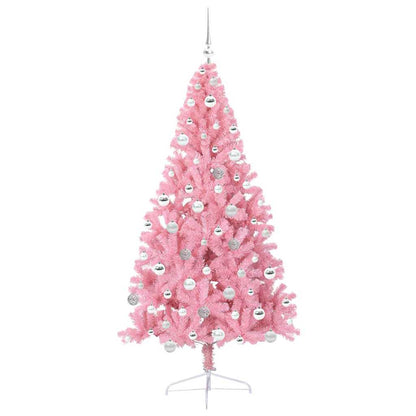 Artificial Pre-lit Christmas Tree Pink 180 cm PVC