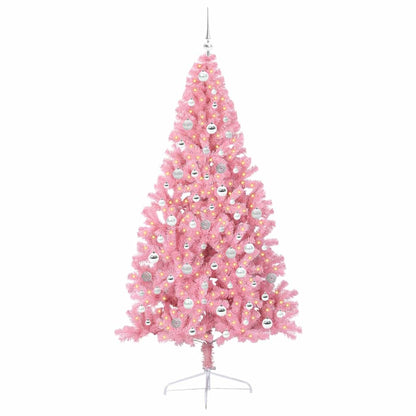 Artificial Pre-lit Christmas Tree Pink 210 cm PVC