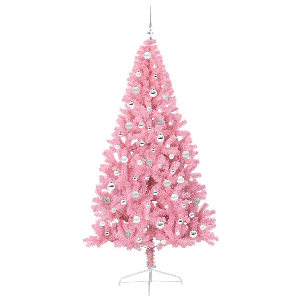Artificial Pre-lit Christmas Tree Pink 210 cm PVC