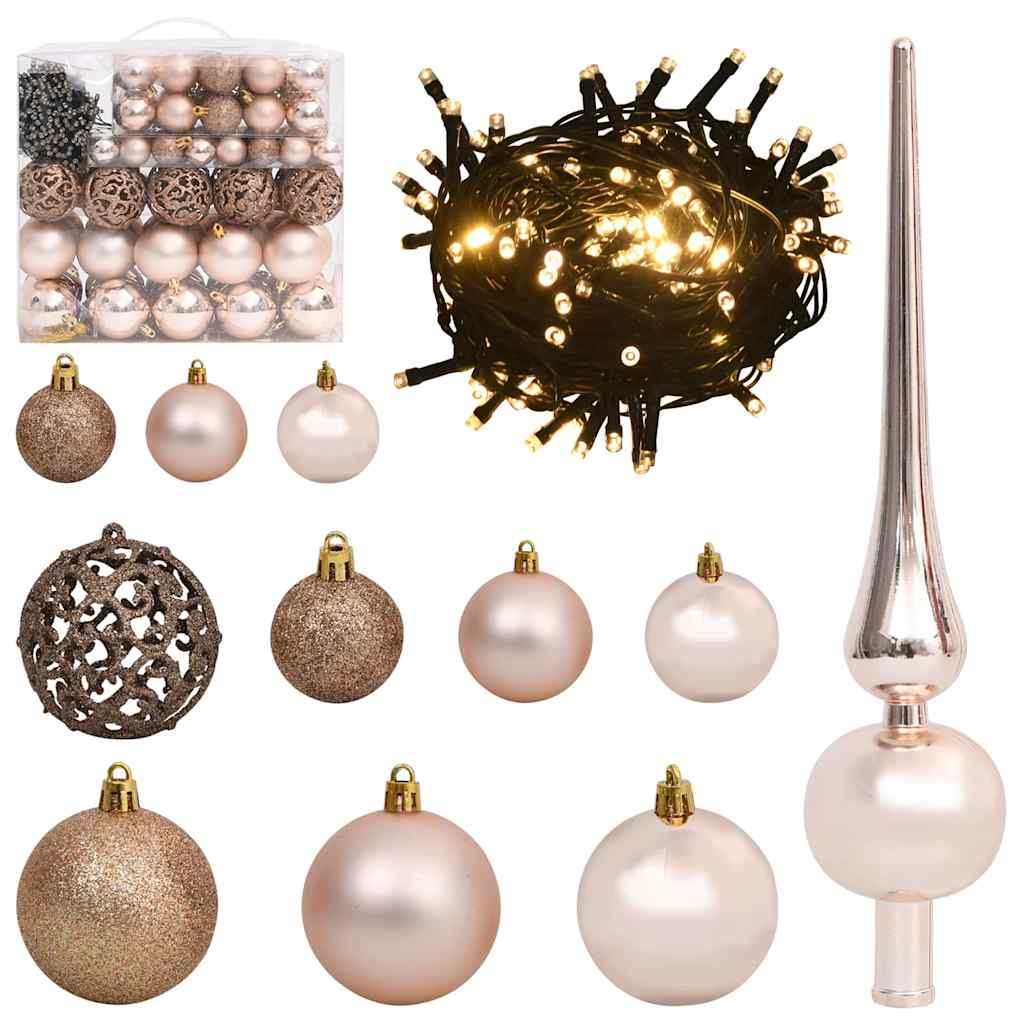 Artificial Pre-lit Christmas Tree with 300 LEDs Pink 240 cm PVC