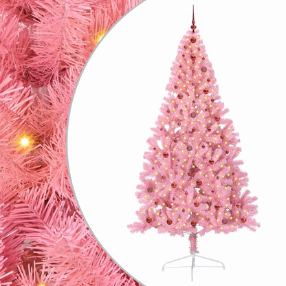 Artificial Pre-lit Christmas Tree Pink 240 cm PVC