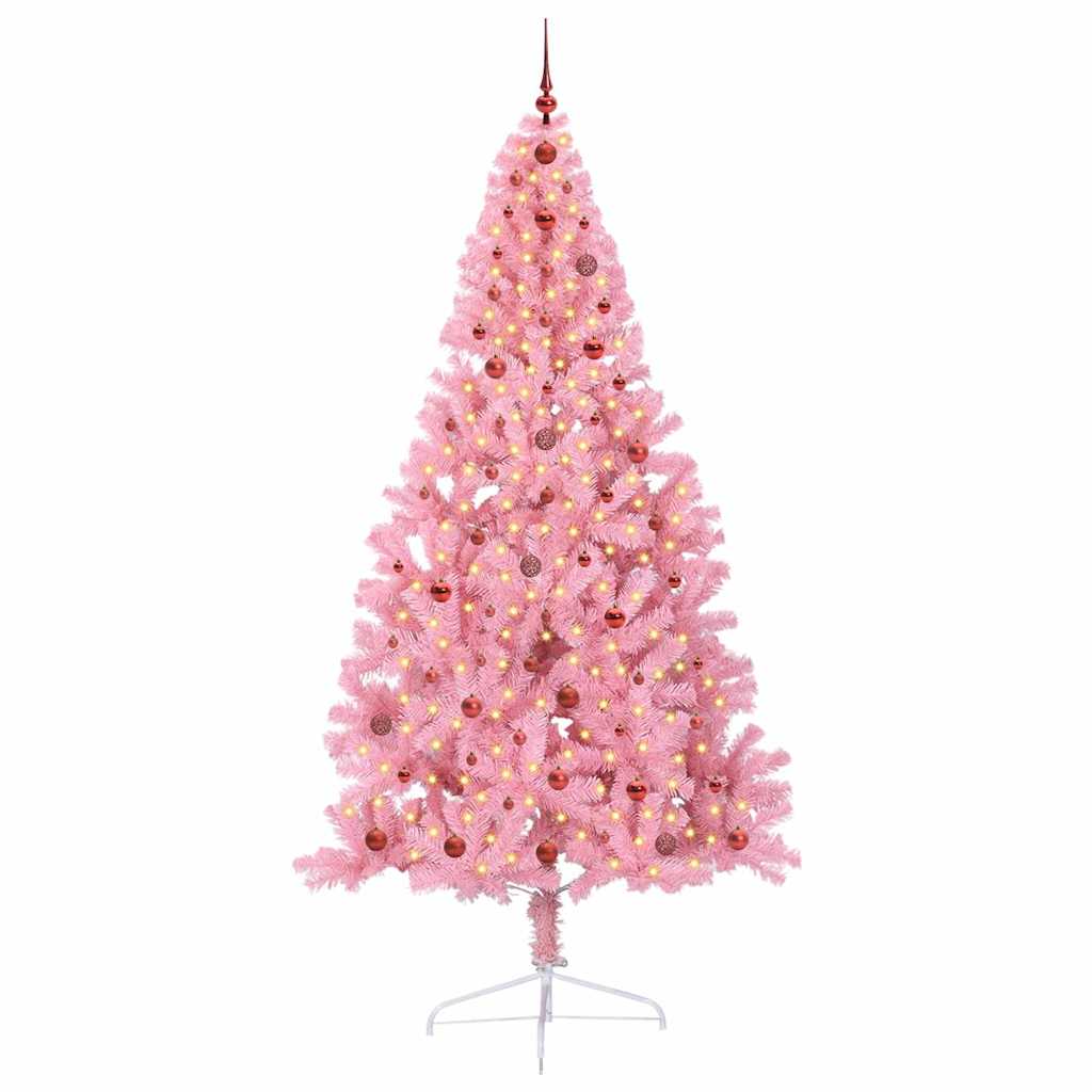 Artificial Pre-lit Christmas Tree Pink 240 cm PVC