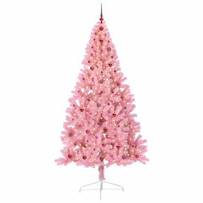 Artificial Pre-lit Christmas Tree Pink 240 cm PVC