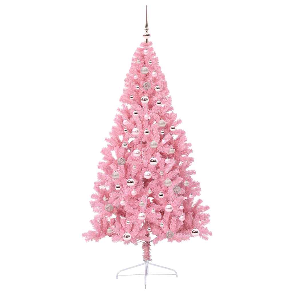 Artificial Pre-lit Christmas Tree with 300 LEDs Pink 240 cm PVC