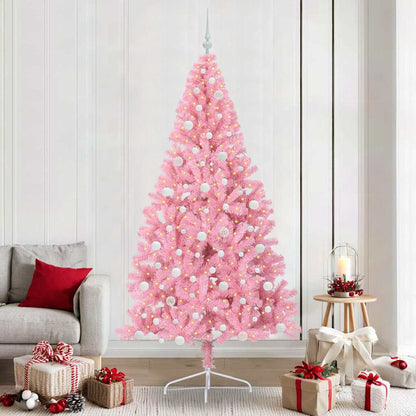Artificial Pre-lit Christmas Tree Pink 240 cm PVC