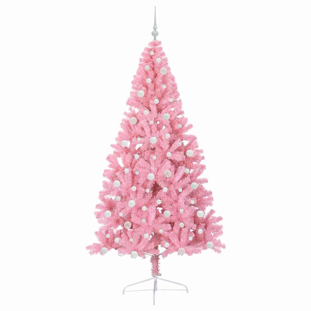 Artificial Pre-lit Christmas Tree Pink 240 cm PVC