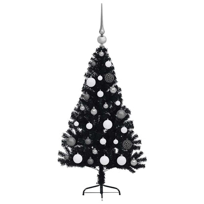 Artificial Pre-lit Christmas Tree Black 120 cm PVC