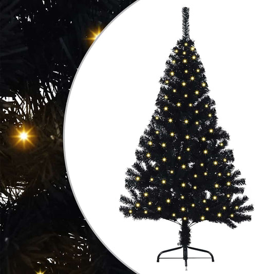 Artificial Pre-lit Christmas Tree Black 150 cm PVC