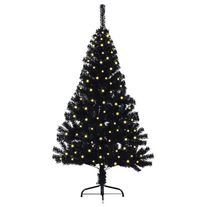 Artificial Pre-lit Christmas Tree Black 150 cm PVC