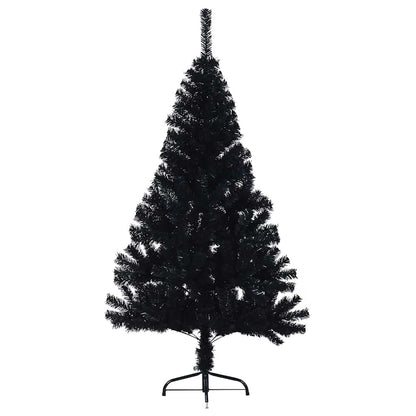 Artificial Pre-lit Christmas Tree Black 150 cm PVC