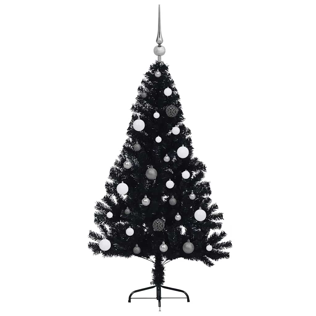 Artificial Pre-lit Christmas Tree Black 150 cm PVC