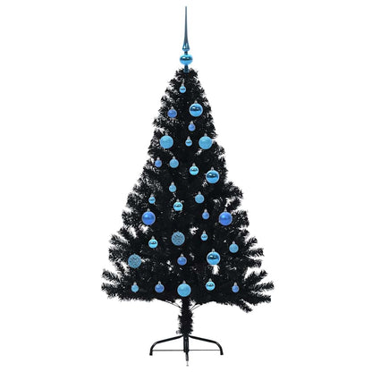 Artificial Pre-lit Christmas Tree Black 150 cm PVC