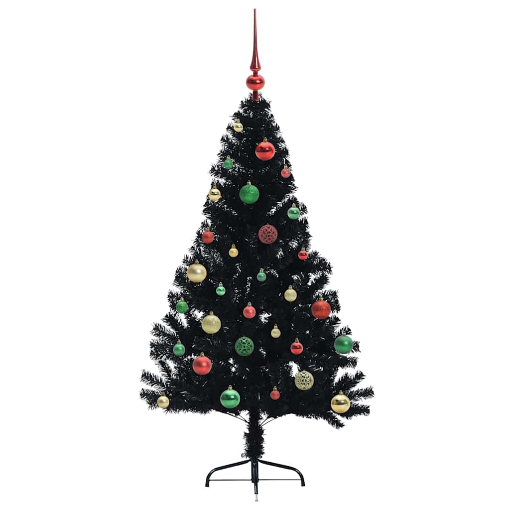 Artificial Pre-lit Christmas Tree Black 150 cm PVC