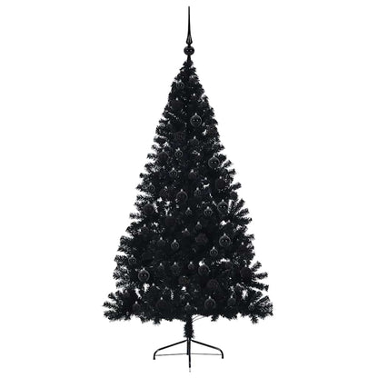 Artificial Pre-lit Christmas Tree Black 180 cm PVC