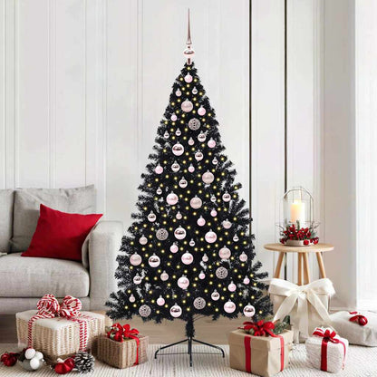 Artificial Pre-lit Christmas Tree Black 180 cm PVC