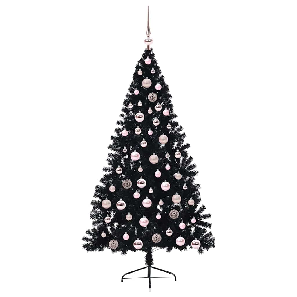Artificial Pre-lit Christmas Tree Black 180 cm PVC