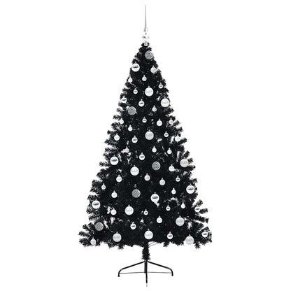Artificial Pre-lit Christmas Tree Black 180 cm PVC