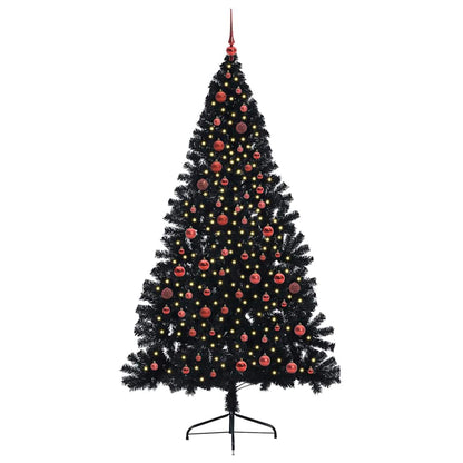 Artificial Pre-lit Christmas Tree Black 210 cm PVC