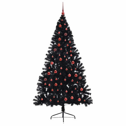 Artificial Pre-lit Christmas Tree Black 210 cm PVC