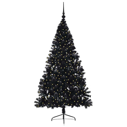Artificial Pre-lit Christmas Tree Black 210 cm PVC