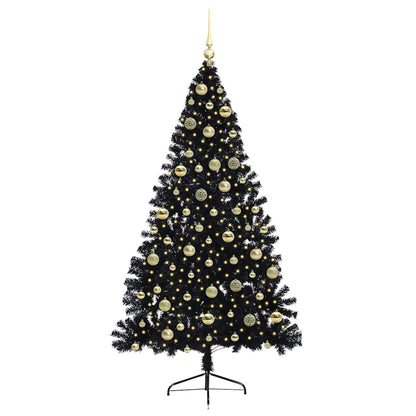 Artificial Pre-lit Christmas Tree Black 210 cm PVC