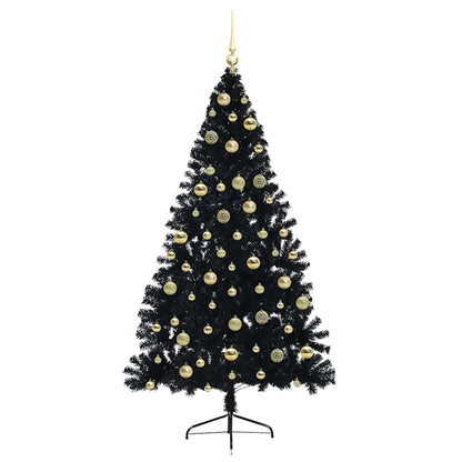 Artificial Pre-lit Christmas Tree Black 210 cm PVC