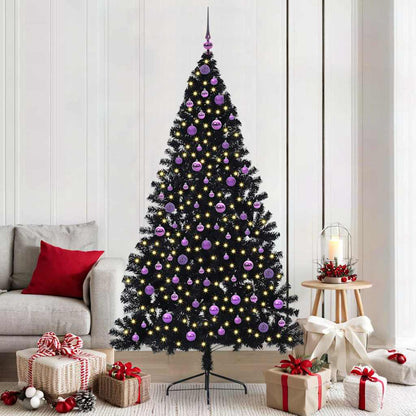 Artificial Pre-lit Christmas Tree Black 210 cm PVC