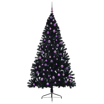 Artificial Pre-lit Christmas Tree Black 210 cm PVC