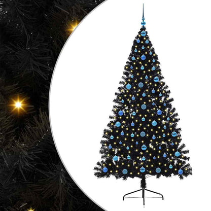 Artificial Pre-lit Christmas Tree Black 210 cm PVC
