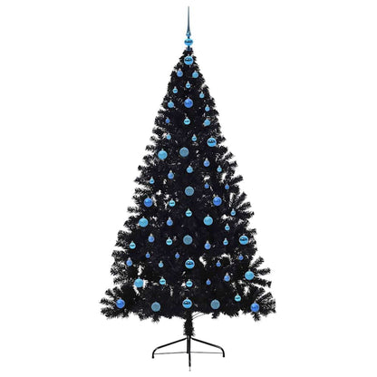 Artificial Pre-lit Christmas Tree Black 210 cm PVC