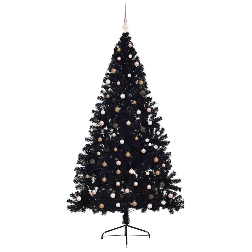 Artificial Pre-lit Christmas Tree Black 240 cm PVC