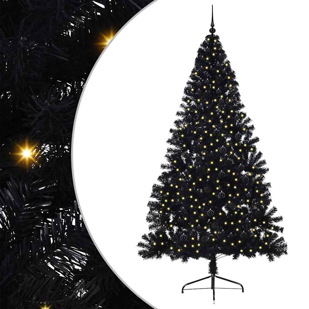 Artificial Pre-lit Christmas Tree Black 240 cm PVC