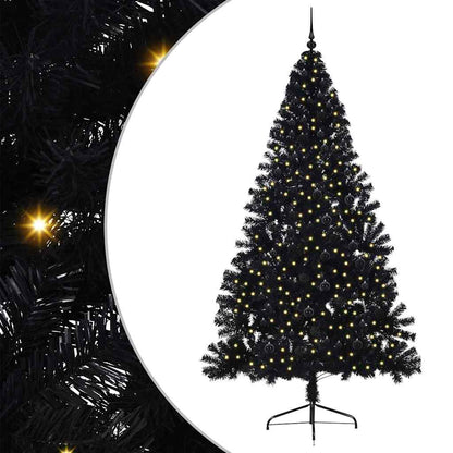 Artificial Pre-lit Christmas Tree Black 240 cm PVC