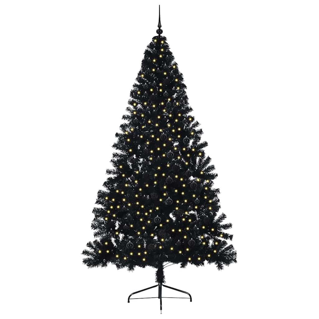 Artificial Pre-lit Christmas Tree Black 240 cm PVC