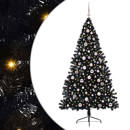 Artificial Pre-lit Christmas Tree Black 240 cm PVC