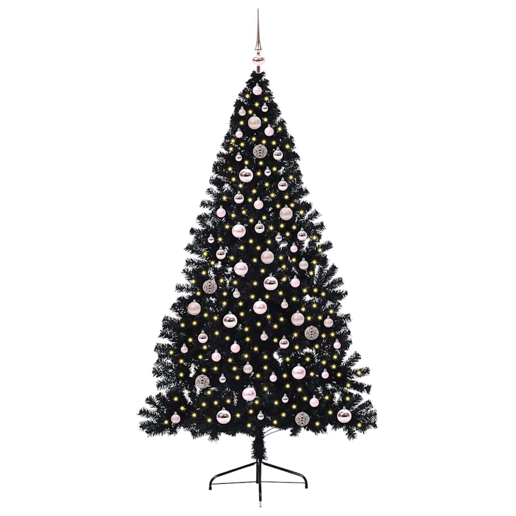 Artificial Pre-lit Christmas Tree Black 240 cm PVC