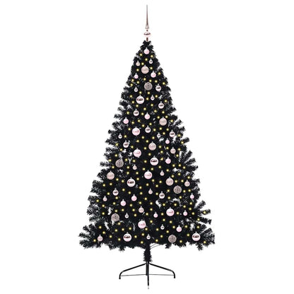 Artificial Pre-lit Christmas Tree Black 240 cm PVC