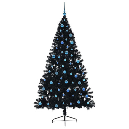 Artificial Pre-lit Christmas Tree Black 240 cm PVC