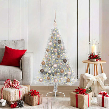 Artificial Pre-lit Christmas Tree Silver 120 cm PET
