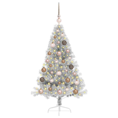 Artificial Pre-lit Christmas Tree Silver 120 cm PET