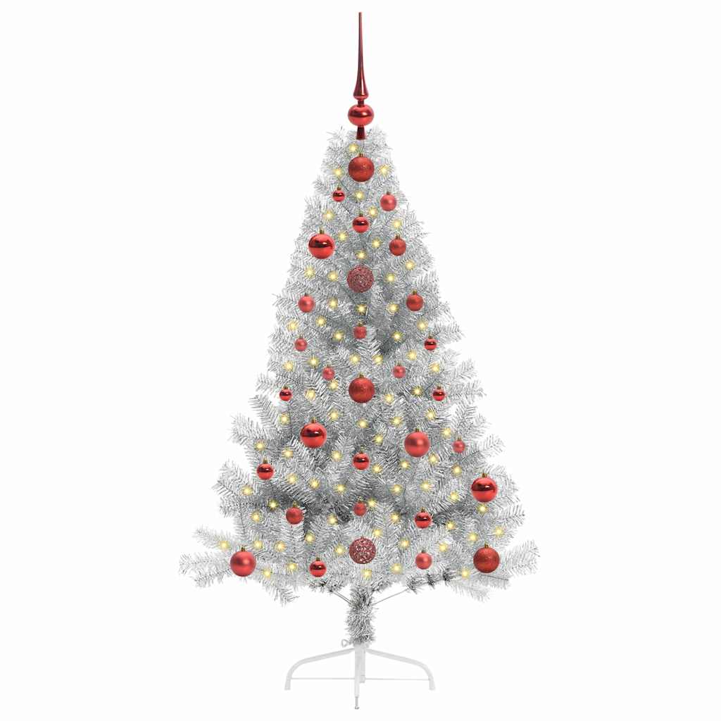 Artificial Pre-lit Christmas Tree Silver 120 cm PET