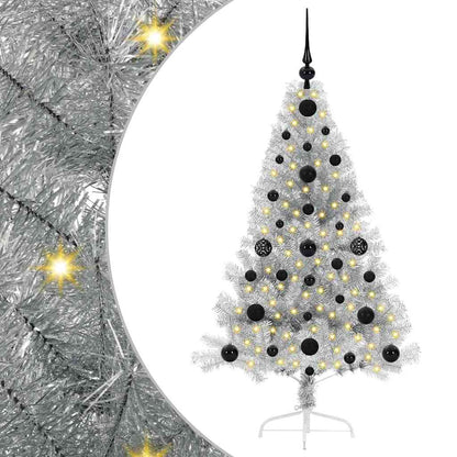 Artificial Pre-lit Christmas Tree Silver 120 cm PET