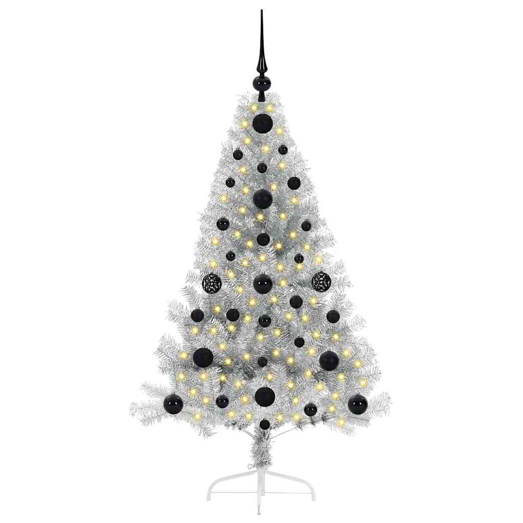Artificial Pre-lit Christmas Tree Silver 120 cm PET