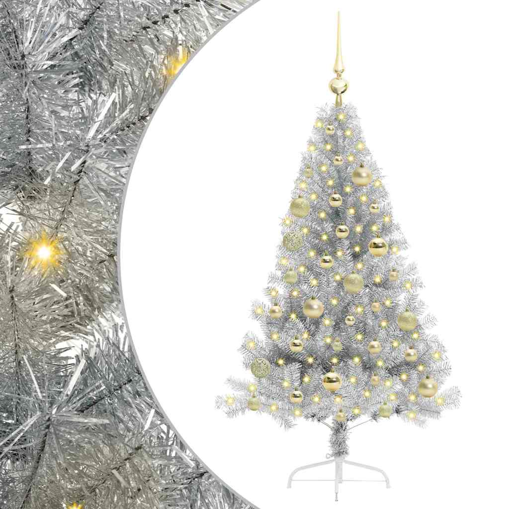 Artificial Pre-lit Christmas Tree Silver 120 cm PET