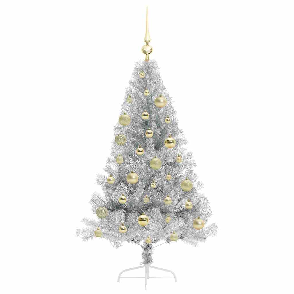 Artificial Pre-lit Christmas Tree Silver 120 cm PET