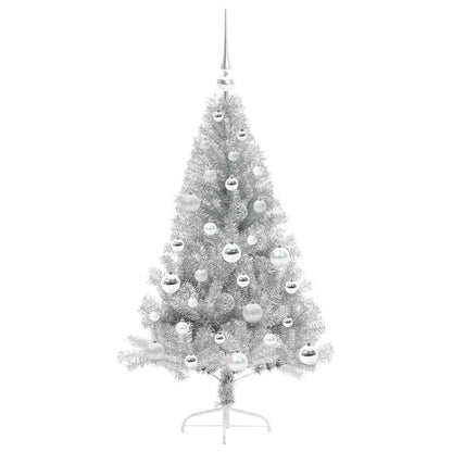 Artificial Pre-lit Christmas Tree Silver 120 cm PET