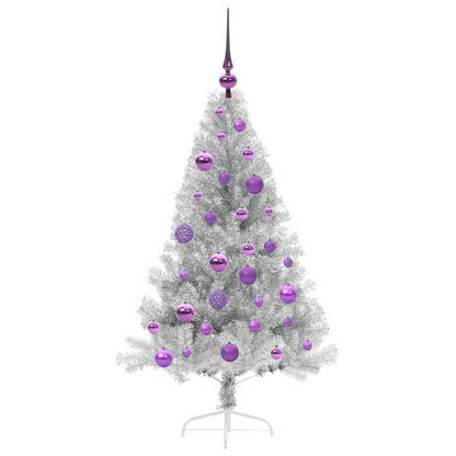 Artificial Pre-lit Christmas Tree Silver 120 cm PET