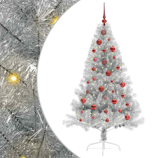 Artificial Pre-lit Christmas Tree Silver 150 cm PET